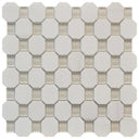 White Marble Beige Glass Octagon Mosaic Tile 12x12 Sheet