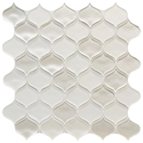 White Metallic Teardrop Glass Mosaic Tile 11x11 Sheet