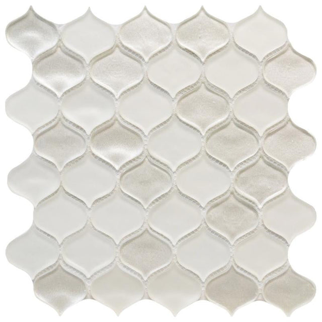 White Metallic Teardrop Glass Mosaic Tile 11x11 Sheet