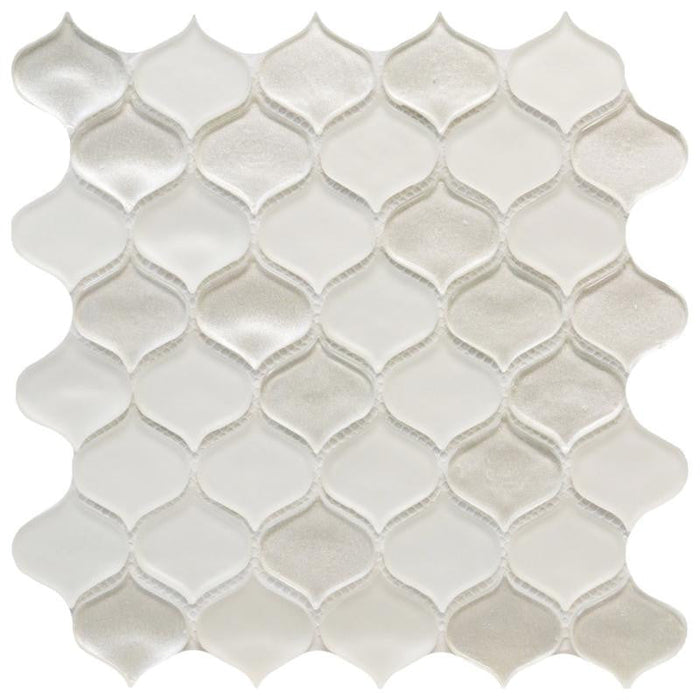 White Metallic Teardrop Glass Mosaic Tile 11x11 Sheet 1
