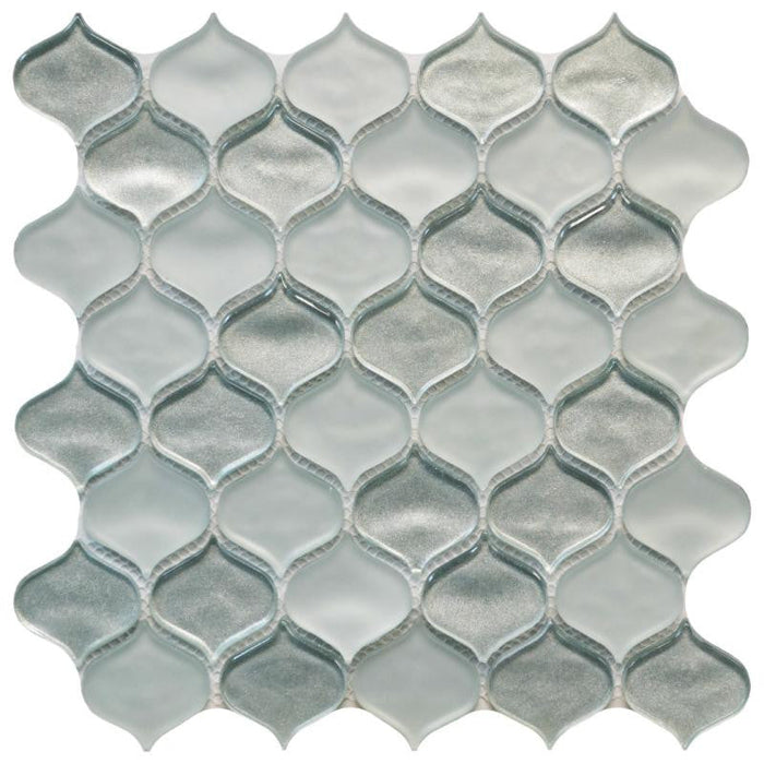 Mint Metallic Teardrop Glass Mosaic Tile 11x11 Sheet 1