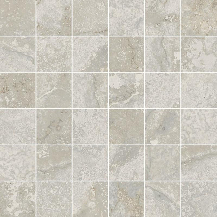 Prestige Travertino White 2x2 Porcelain Mosaic Tile 12x12 Sheet 1