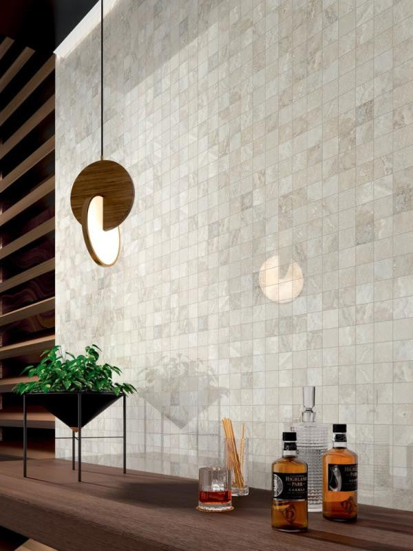 Prestige Travertino White 2x2 Porcelain Mosaic Tile 12x12 Sheet