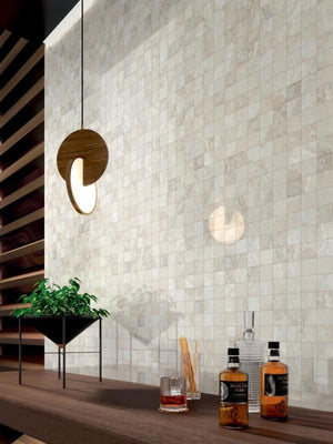 Prestige Travertino White 2x2 Porcelain Mosaic Tile 12x12 Sheet