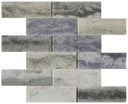 Stormy 2x6 Glass Mosaic Tile 12x12 Sheet
