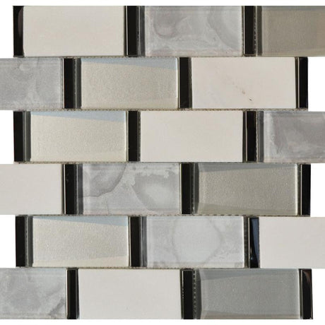 White Cloud 2x4 Glass and Metal Mosaic Tile 12x12 Sheet
