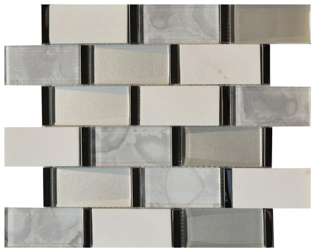 White Cloud 2x4 Glass and Metal Mosaic Tile 12x12 Sheet