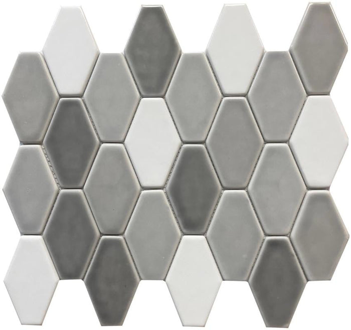 Grey Blend Diamond Glass Mosaic Tile 12x12 Sheet 1