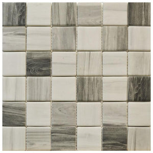 Grey Wood 2x2 Glass Mosaic Tile 12x12 Sheet