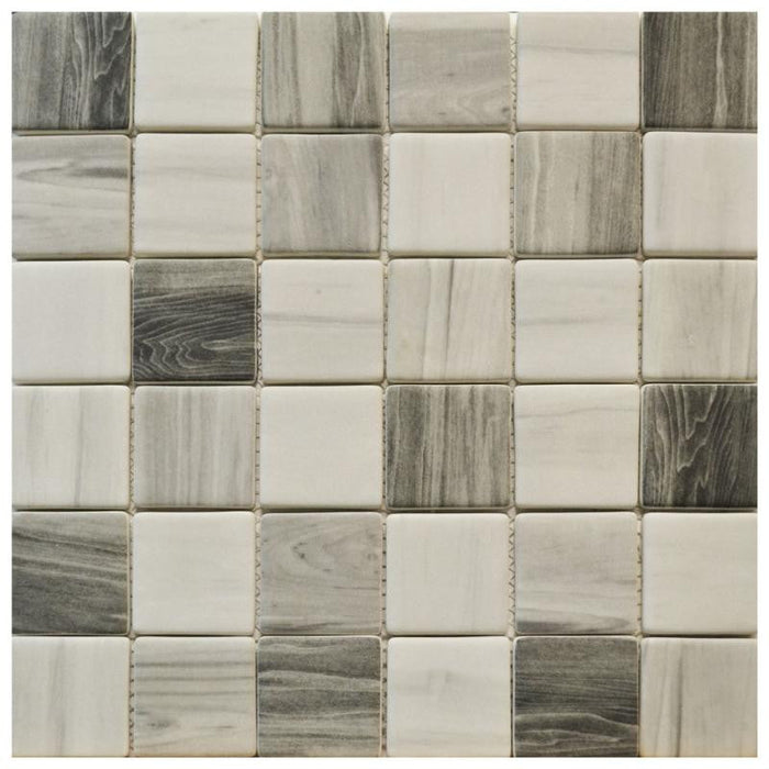 Grey Wood 2x2 Glass Mosaic Tile 12x12 Sheet 1