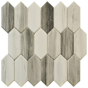 Grey Wood Picket Glass Mosaic Tile 12x12 Sheet