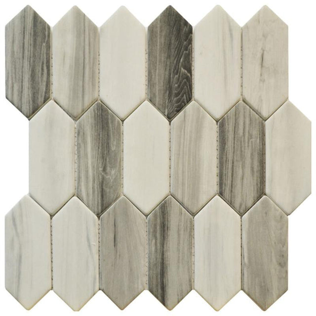 Grey Wood Picket Glass Mosaic Tile 12x12 Sheet