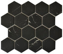 Nero Marquina 3" Hex Glass Mosaic Tile 12x12 Sheet
