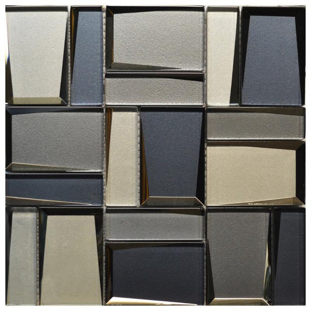 Blue Grey 3D Prism Glass Mosaic Tile 12x12 Sheet
