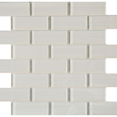 Pristine White 1.5x4 Glass Mosaic 12x12 Sheet