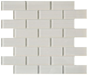 Pristine White 1.5x4 Glass Mosaic 12x12 Sheet