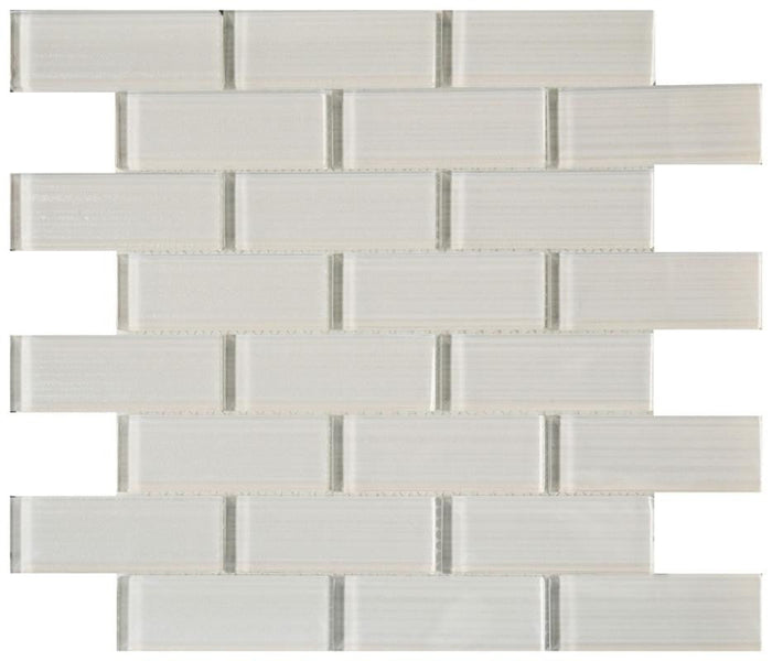 Pristine White 1.5x4 Glass Mosaic 12x12 Sheet 1