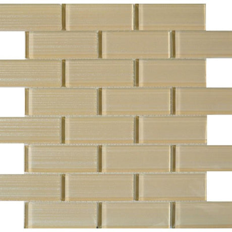 Pristine Champagne 1.5x4 Glass Mosaic 12x12 Sheet