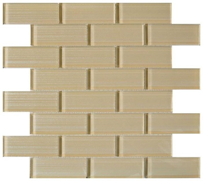 Pristine Champagne 1.5x4 Glass Mosaic 12x12 Sheet 1