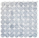 Silver Marble Penny with Dot Glass Mosaic Tile 12x12 Sheet