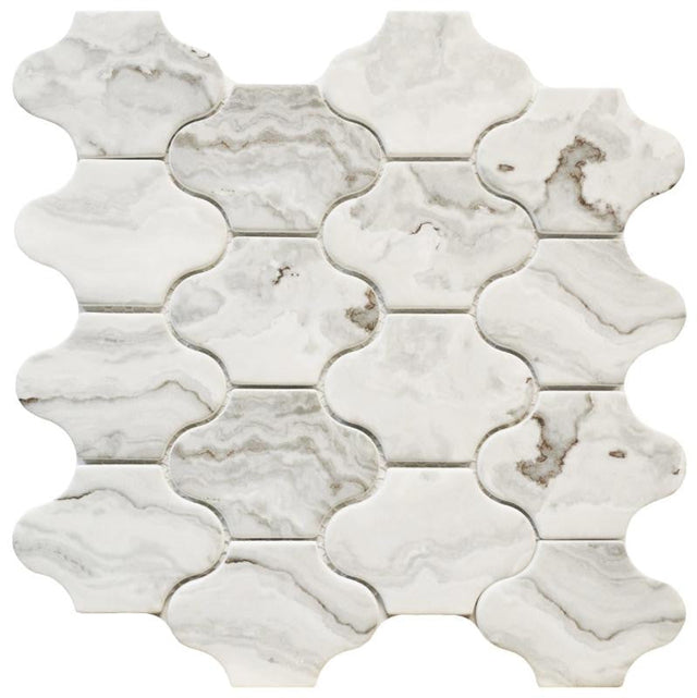 Grey Marbling Lantern Glass Mosaic Tile 12x12 Sheet