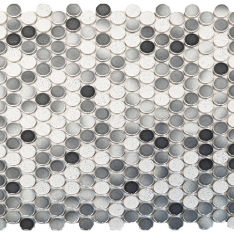Black and white penny mosaic wall and shower tile