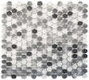 Grey Speckled Penny Round Porcelain Mosaic Tile 12x12 Sheet