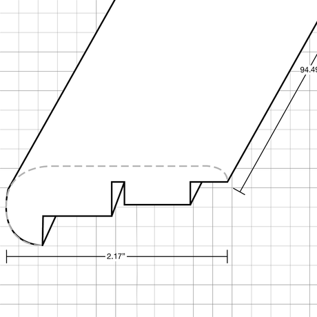Laminate Moldings - Wide Board Collection - Peruvian Gingerwood in Overlap Stair Nose