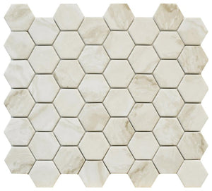 Regal Beige Hexagon Glass Mosaic Tile 14x12 Sheet