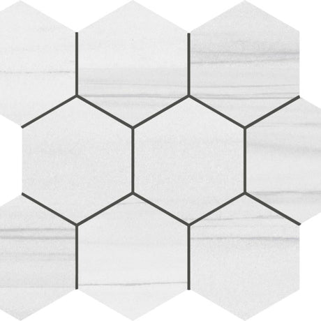 Nature Dolomite 4" Hexagon Porcelain Mosaic Tile 12x12 Sheet