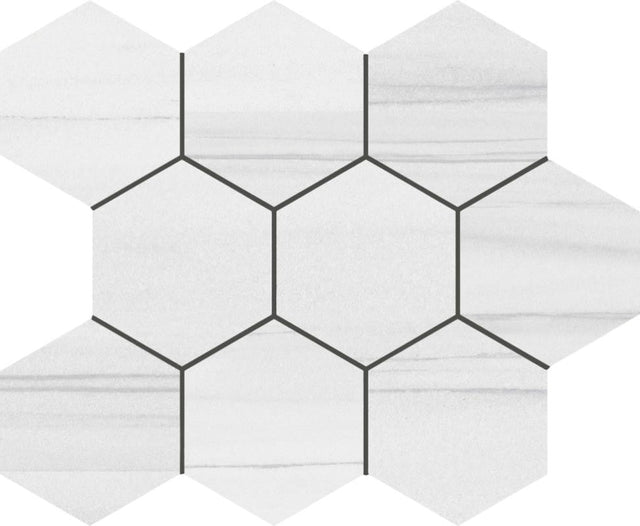 Nature Dolomite 4" Hexagon Porcelain Mosaic Tile 12x12 Sheet