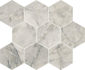 Nature Calacatta Vagli 4" Hex Porcelain Mosaic Tile 12x12 Sheet