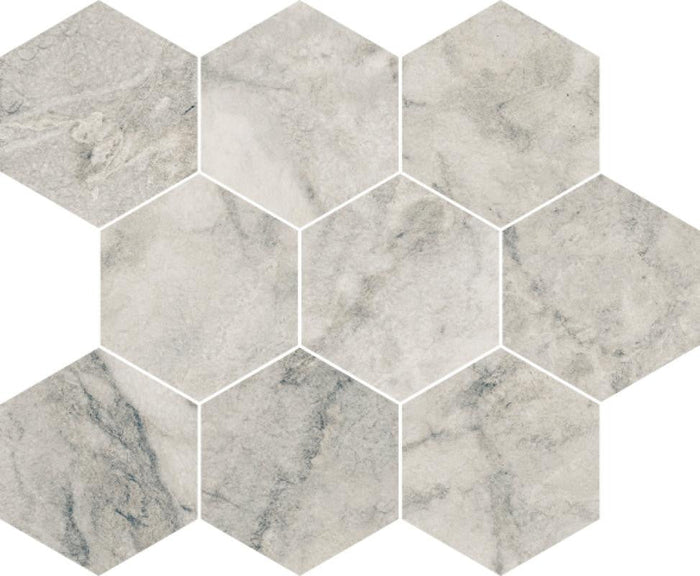 Nature Calacatta Vagli 4" Hex Porcelain Mosaic Tile 12x12 Sheet 1