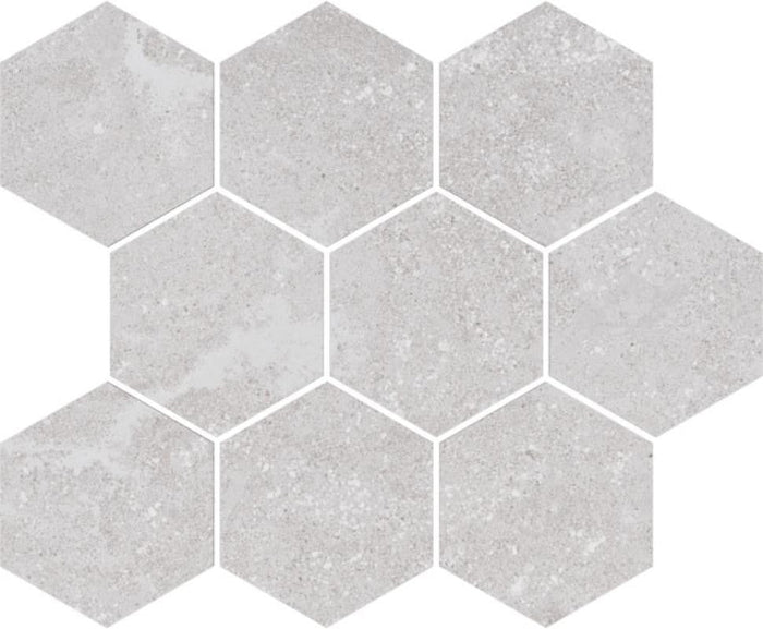 Chamonix White 4" Hexagon Porcelain Mosaic Tile 12x12 1