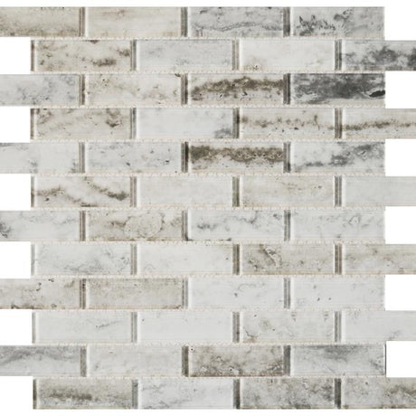 Grey Blend 1x3 Glass Mosaic Tile 12x12 Sheet