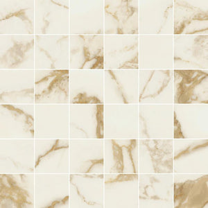 Prestige Calacatta Gold 2x2 Porcelain Mosaic Tile 12x12 Sheet