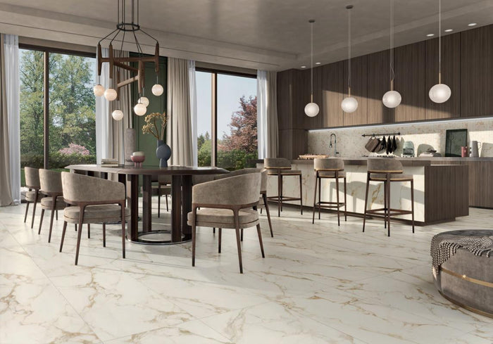 Prestige Calacatta Gold 2x2 Porcelain Mosaic Tile 12x12 Sheet 2