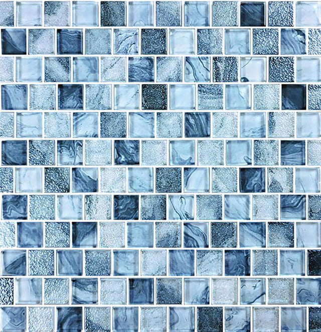 Arctic Blue 1x1 Glass Mosaic Tile 12x12 Sheet