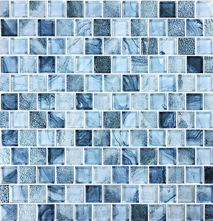 Arctic Blue 1x1 Glass Mosaic Tile 12x12 Sheet 1