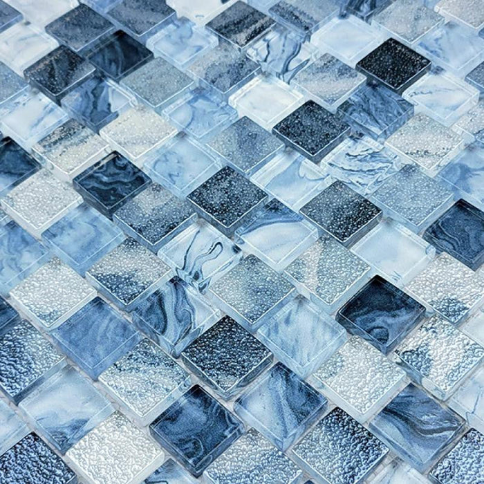 Arctic Blue 1x1 Glass Mosaic Tile 12x12 Sheet 2
