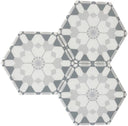Flower Grey 6" Hex Glass Mosaic Tile 12x10 Sheet