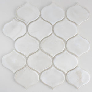 Oyster White Teardrop Glass Mosaic Tile 12x12