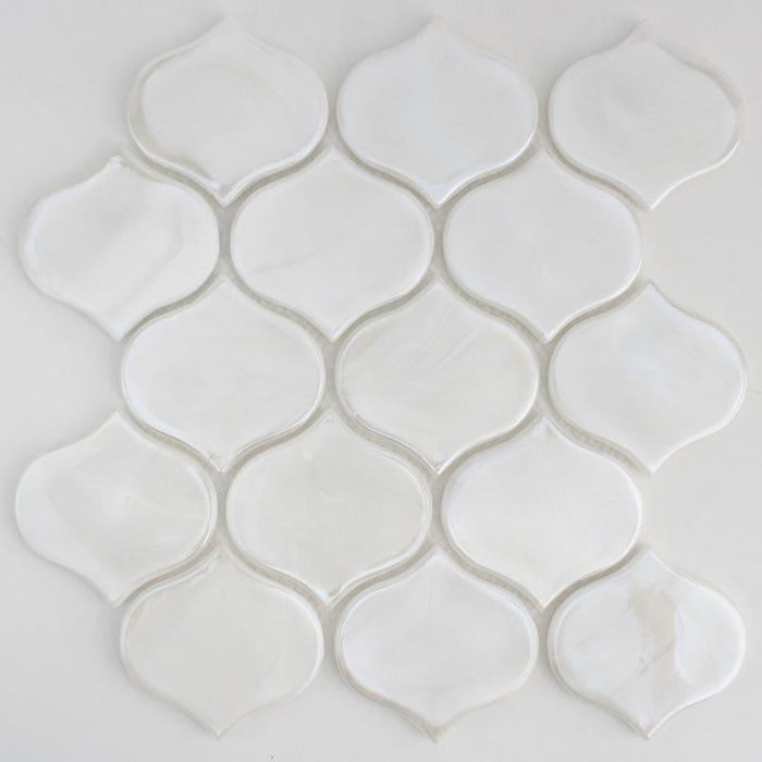 Oyster White Teardrop Glass Mosaic Tile 12x12 1