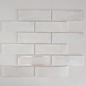 Oyster White 2x4 Glass Mosaic Tile 12x12