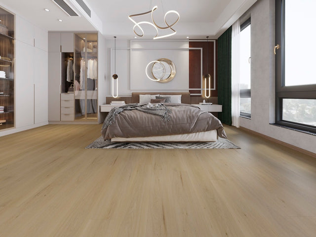 Coal Harbor Extra Wide Waterproof Vinyl Plank Flooring in Lavaux — installed