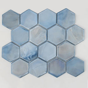 Oyster Ocean 3" Hex Glass Mosaic Tile 12x12
