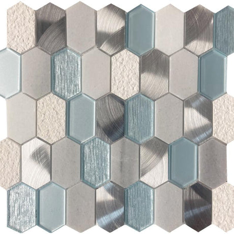 Sky Textured Picket Glass Mosaic Tile 13x13 Sheet