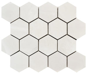 Era Elegant White 3" Hex Matte Porcelain Mosaic Tile 12x12