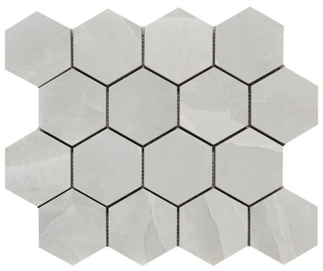 Era Mystic Gray 3" Hex Matte Porcelain Mosaic Tile 12x12