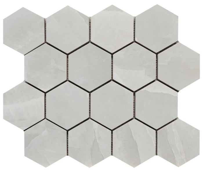 Era Mystic Gray 3" Hex Matte Porcelain Mosaic Tile 12x12 1